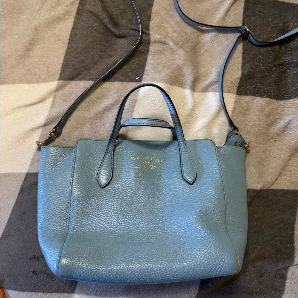 Gucci Light Blue Mini Swing Tote Leather Top-Handle Crossbody Bag